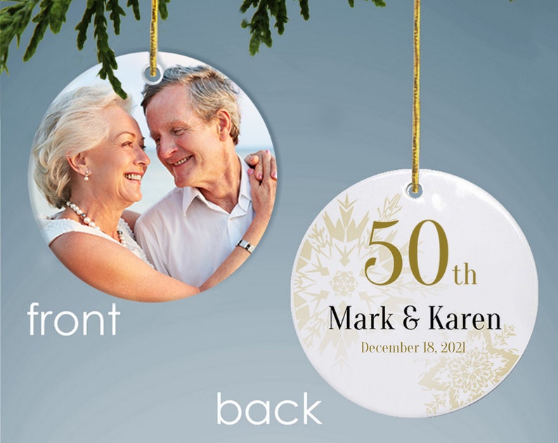 Personalized 50Th Wedding Anniversary Photo Ornament, 50Th Anniversary Gifts For Couples, 50Th Anniversary Christmas Ornament Memorable Gift