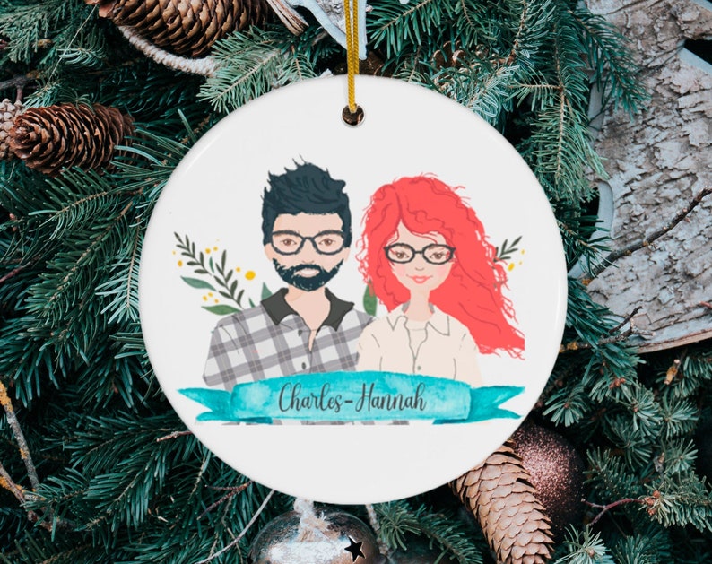 Engagement Gift Couple Ornament, Personalized Gift Anniversary Gift For Him/Her. Gift For Couple Ornament.