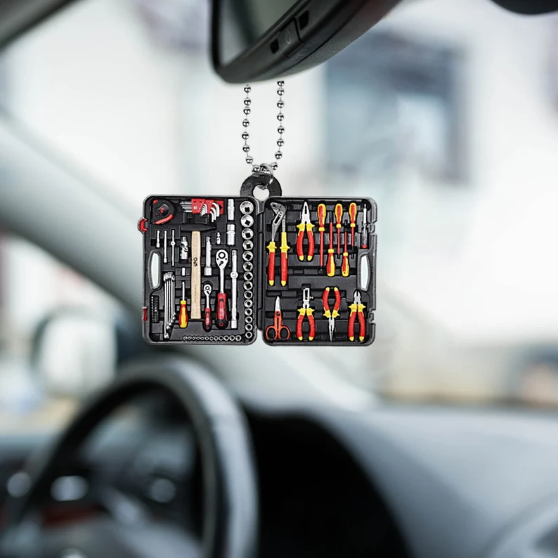 Electrician Toolbox Flat Car Ornament, Electrican Supplies Ornament