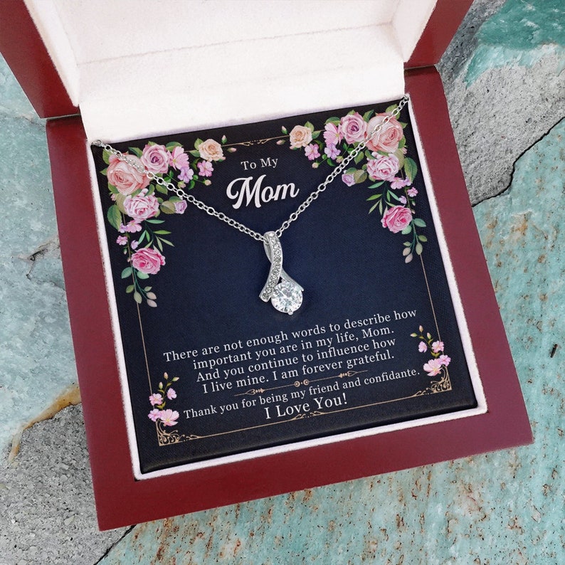 Jewelry, Necklace, Message Card, Mother's Day Gift, Colorful Rose Frame, Alluring Beauty Necklace Gift To Mom From Daughter Son