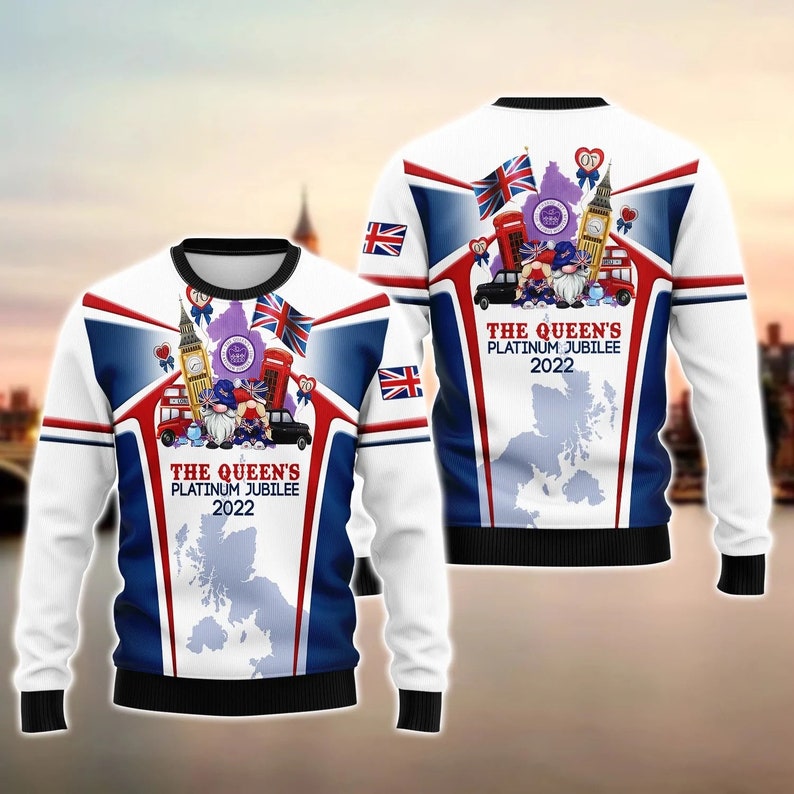 Queen Elizabeth II Platinum Jubilee 2022 Ugly Christmas Sweater