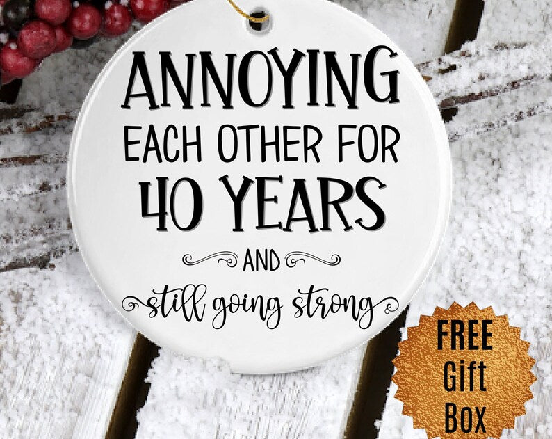 40Th Anniversary Gifts For Parents 40Th Yr Wedding Ornament Funny 40Th Year Wedding Anniversary For Couple 40 Ruby Anniversary Keepsake