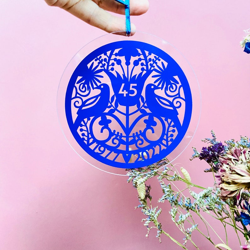 Anniversary Gifts / 45 Years / Sapphire Anniversary Present / 45Th Wedding Gifts For Parents / Anniversary Ornament / Sun Catcher