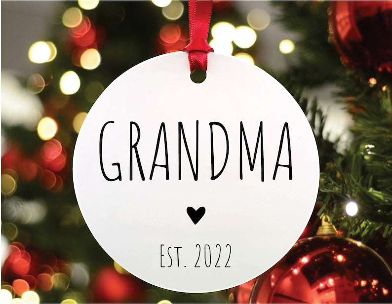 Grandma #1 Est Christmas Ornament, Customizable Grandparent Gifts, Grandma, Grandparent Ornament, Grandparent Gift, New Grandparent Gift
