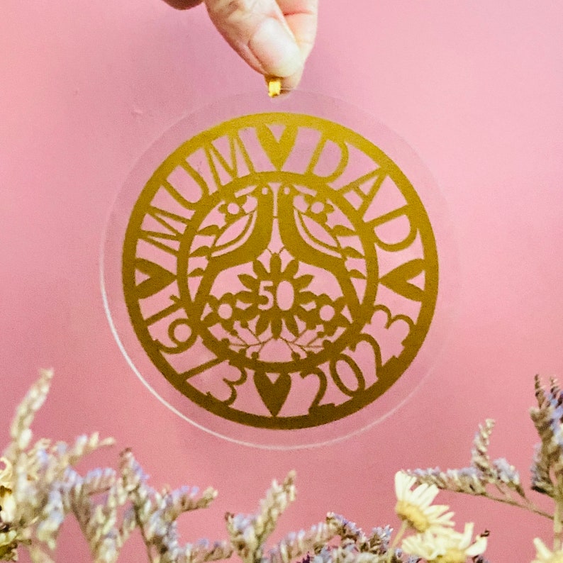50Th Anniversary Gifts For Parents/ 50Th Wedding Anniversary Gifts/ Golden Anniversary Mum And Dad / Sun Catcher / 1973