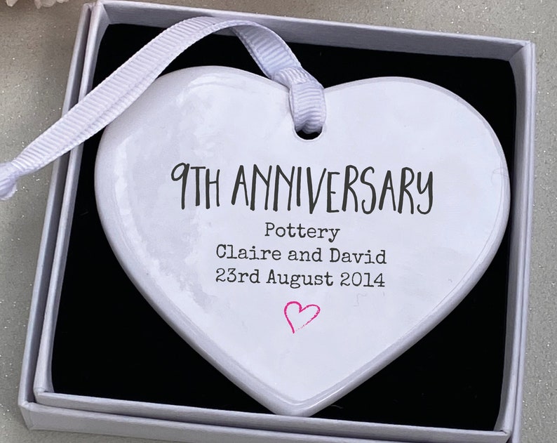 Personalised 9Th Anniversary Ceramic Keepsake, 9Th Anniversary Gift, Personalised 9Th Anniversary