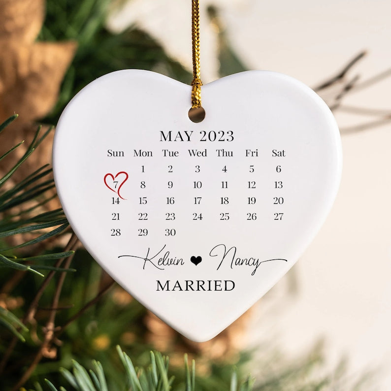 Personalized Wedding Ornament For Couple, Wedding Gifts For Couple Unique, Wedding Gift For Bride, First Christmas Married Ornament