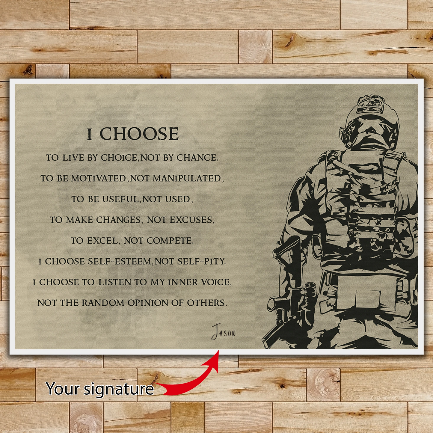 Personalized, Customize Your Signature I Choose Canvas | Soldier Silhouette Canvas Wall Art