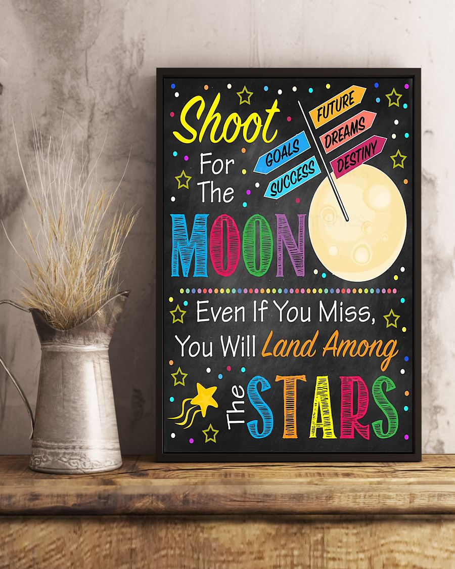 Teacher Supplies For Classroom School Poster Shoot for the Moon Decor Room Home Decor Wall Art Back to School Gifts Idea