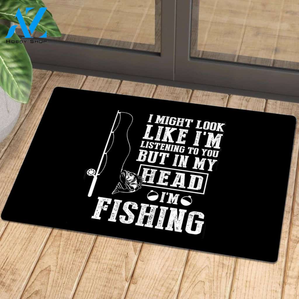 In my head I'm fishing mat | Welcome Mat | House Warming Gift