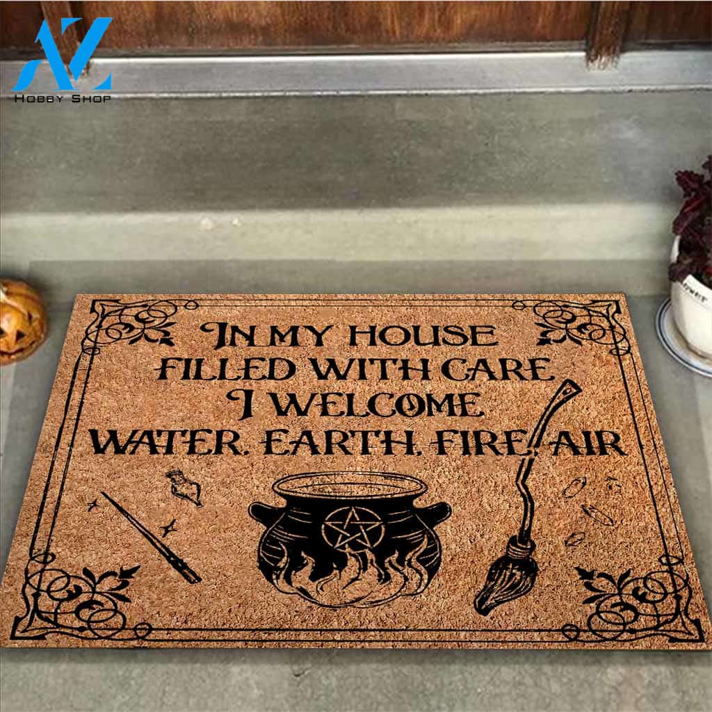 In My House Filled With Care Witch Funny Halloween Doormat Gift For Friend Family Birthday Gift Home Decor Warm House Gift Welcome Mat