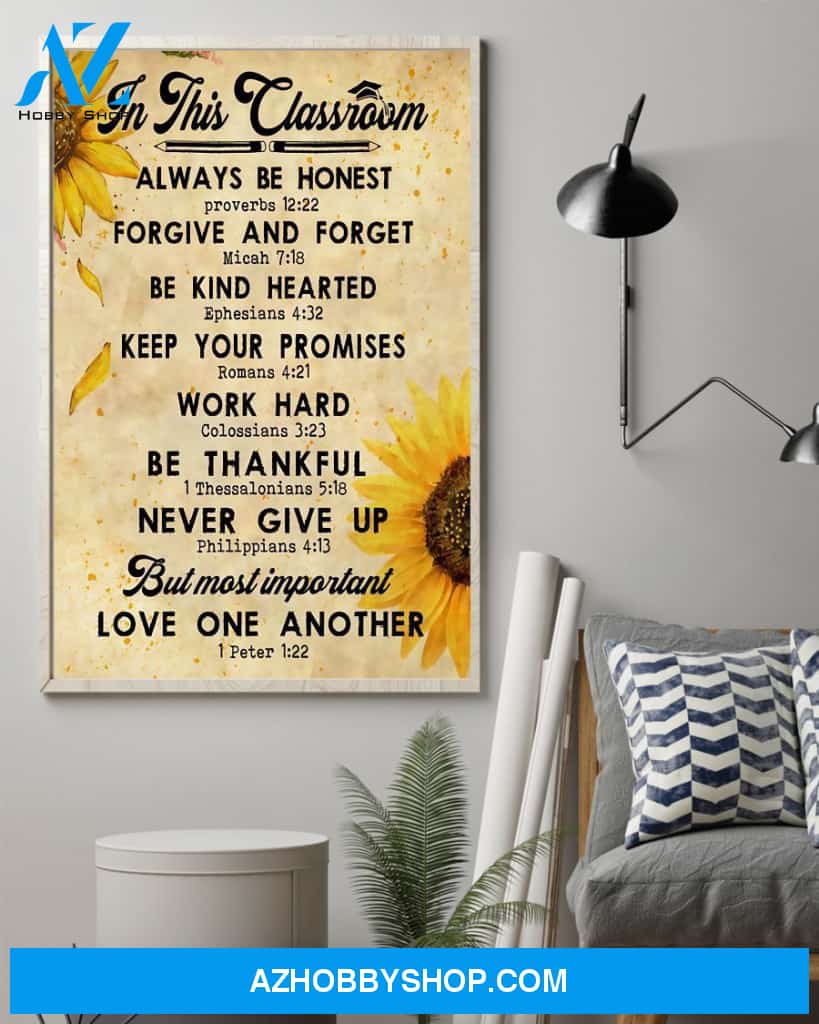 Teacher Classroom Canvas In This Classroom Always Be Honest, Student Wall Art Back to School Gift for Teacher