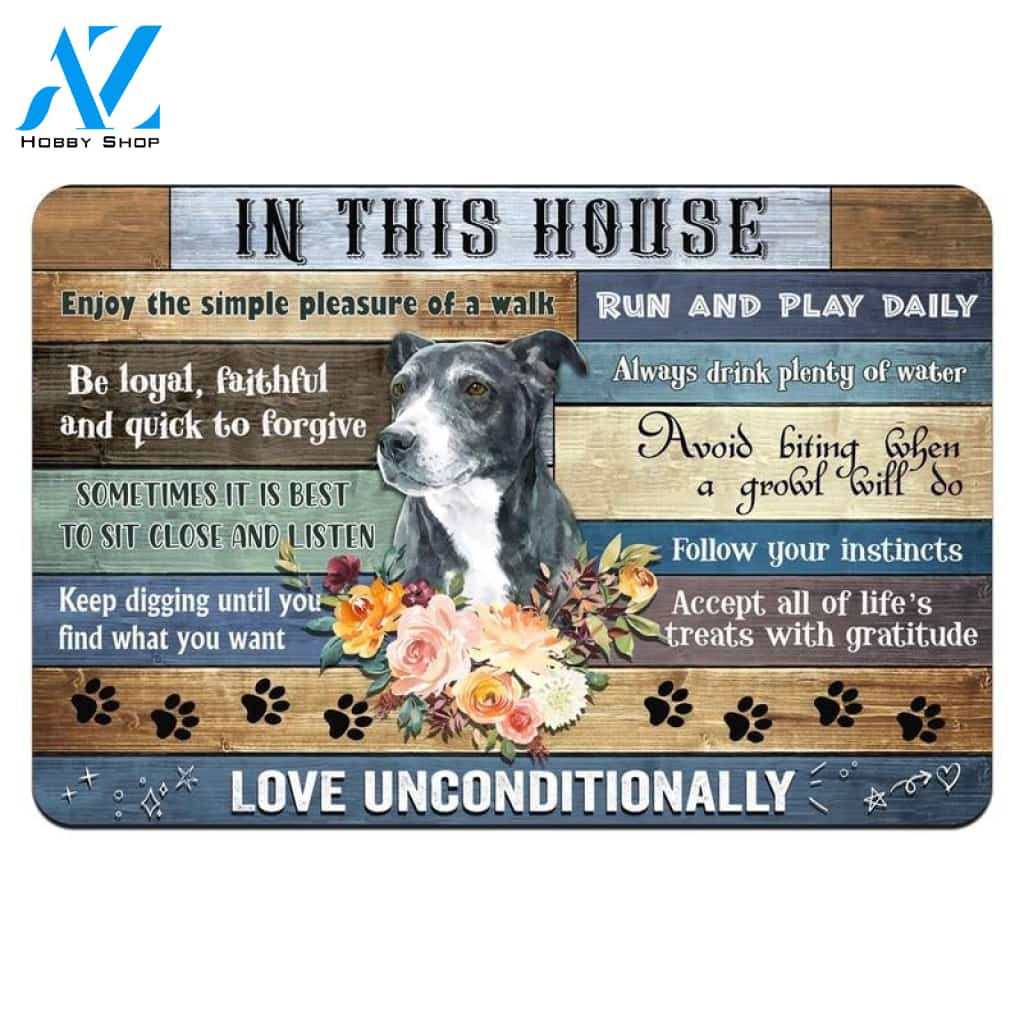 In This House Enjoy The Simple Pleasure Of A Walk PB Dog Doormat Gift For Dog Lovers Home Decor Warm House Gift Welcome Mat Halloween Decor