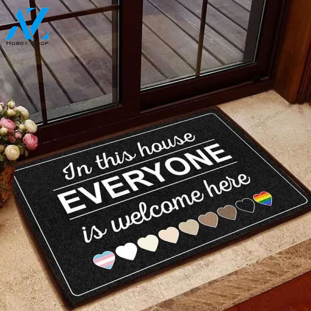 In This House, Everyone Is Welcome Here - LGBT Doormat - Welcome Mat - Home Decor - Christmas Gift Decor