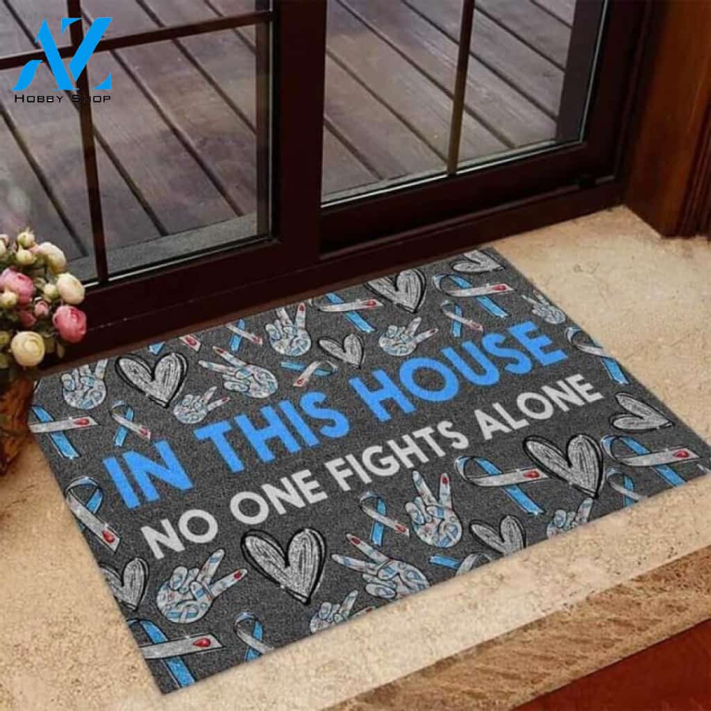 In This House No One Fights Alone Diabetes Awareness Coir Pattern Print Doormat | Welcome Mat | House Warming Gift