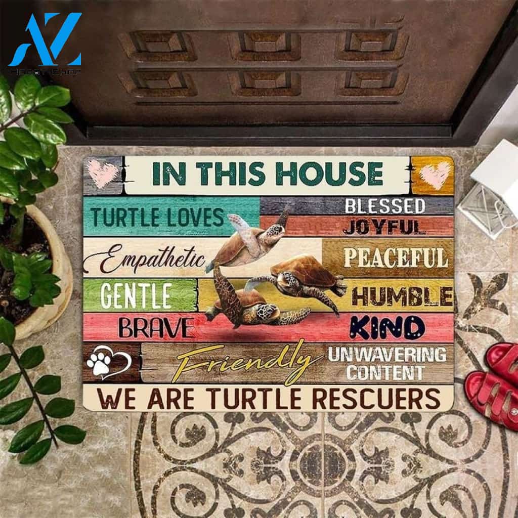 In This House We Are Turtle Funny Indoor And Outdoor Doormat Warm House Gift Welcome Mat Birthday Gift For Turtle Lovers