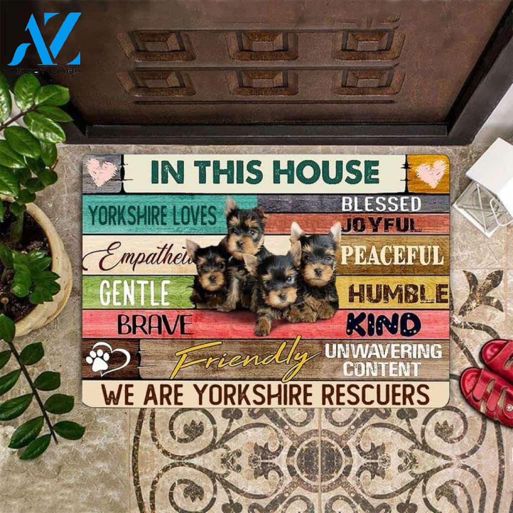 In This House We Are Yorkshire Funny Indoor And Outdoor Doormat Warm House Gift Welcome Mat Birthday Gift For Dog Lovers