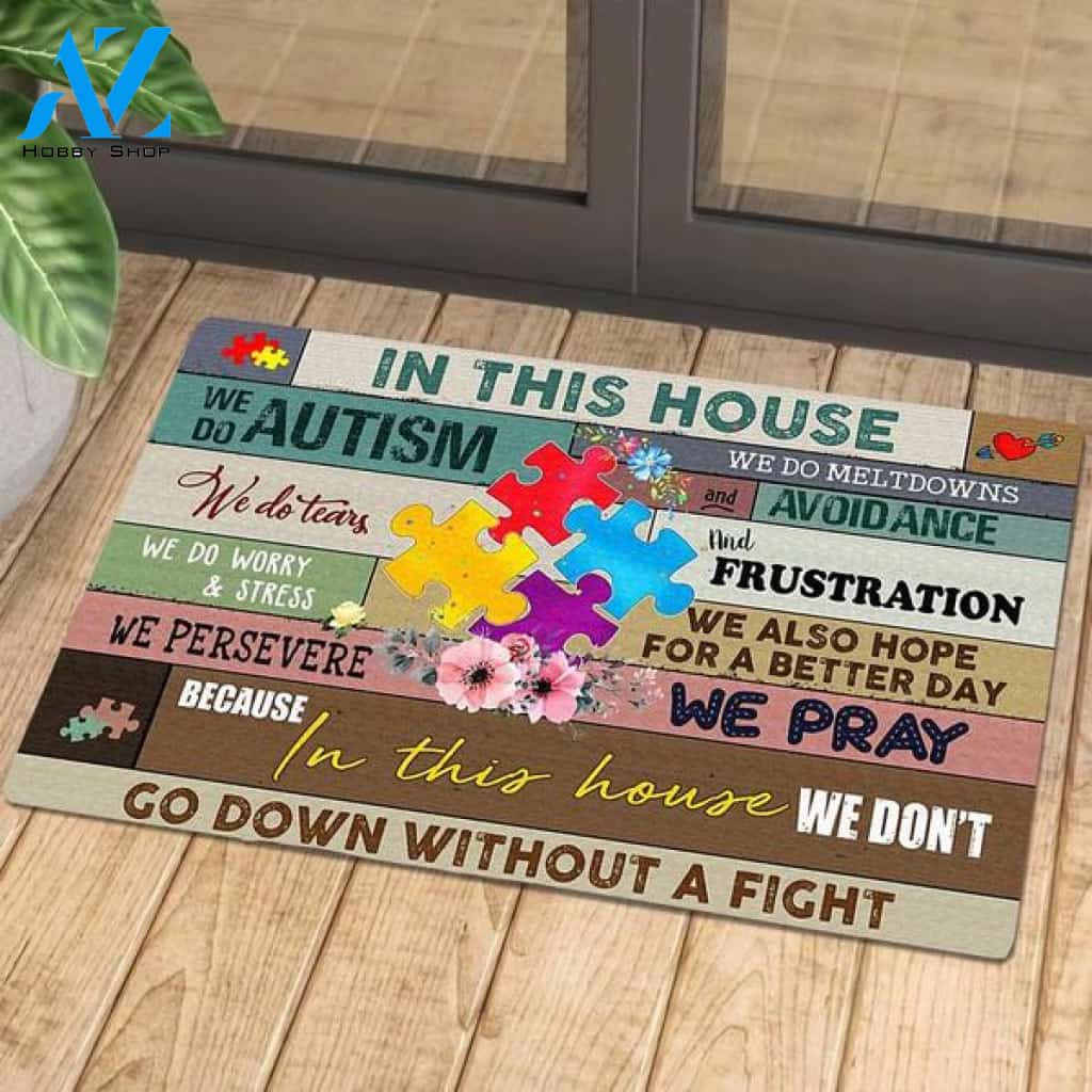 Autism Awareness - In This House We Do Autism Durable Soft Velvet Indoor and Outdoor Doormat Warm House Gift Welcome Mat Gift for Friend Family