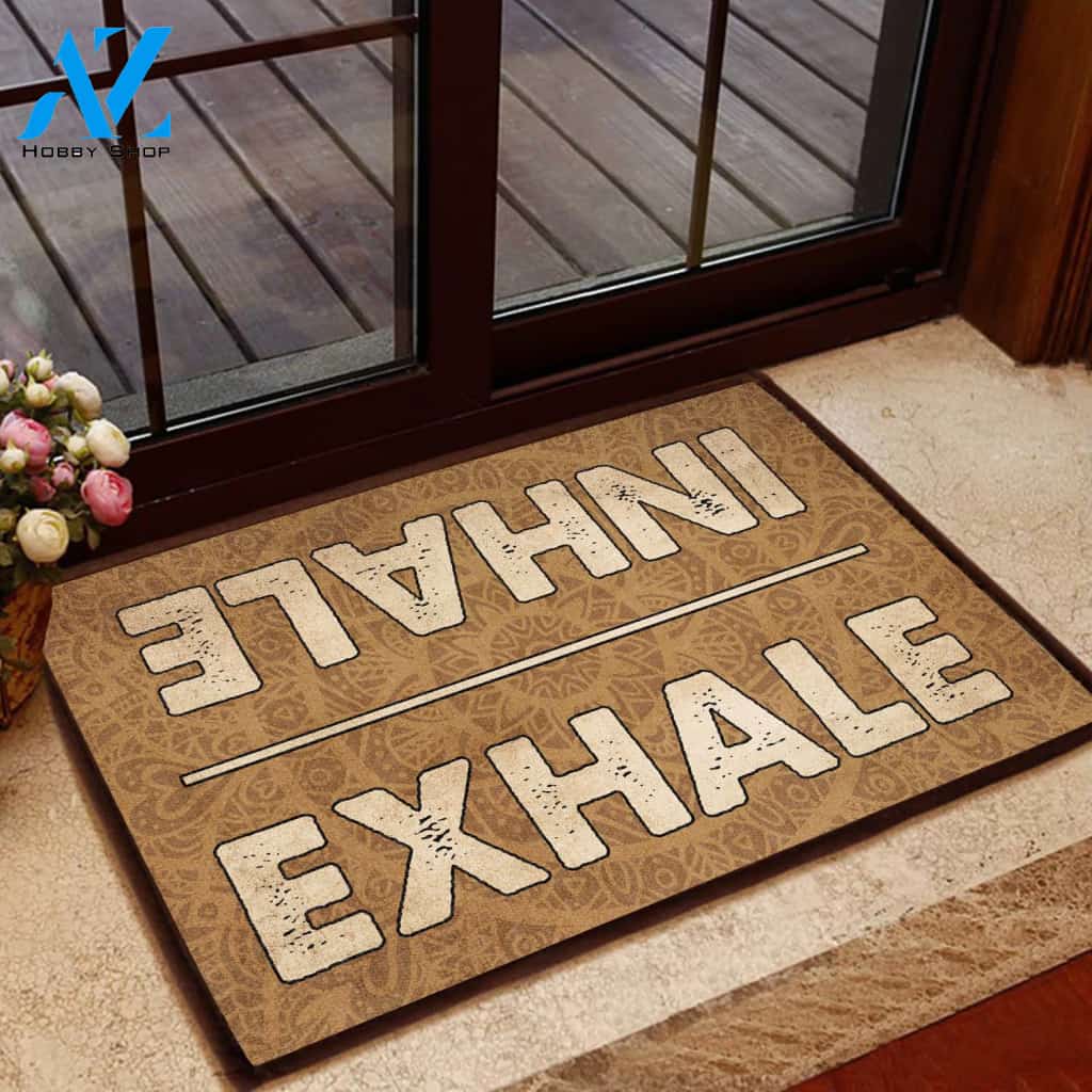 Inhale Exhale Mandala Yoga Funny Indoor And Outdoor Doormat Warm House Gift Welcome Mat Gift For Yoga Lovers