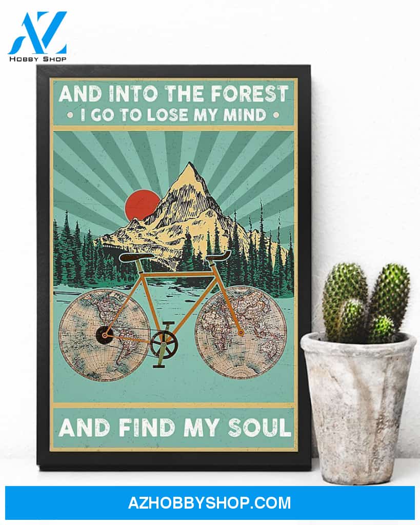 Into The Forest Cycling Vertical Canvas Prints, Wall Decor Visual Art