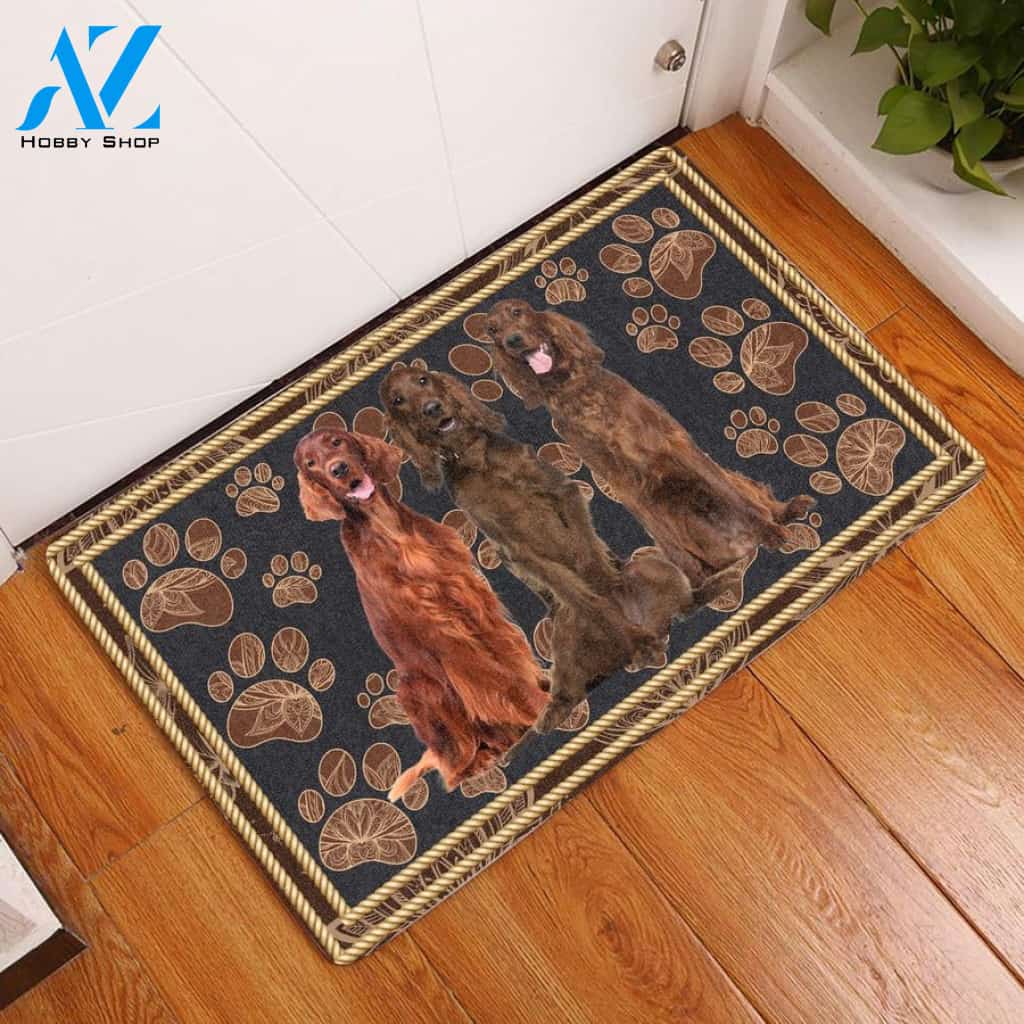 Irish Setter Flower Paw Doormat