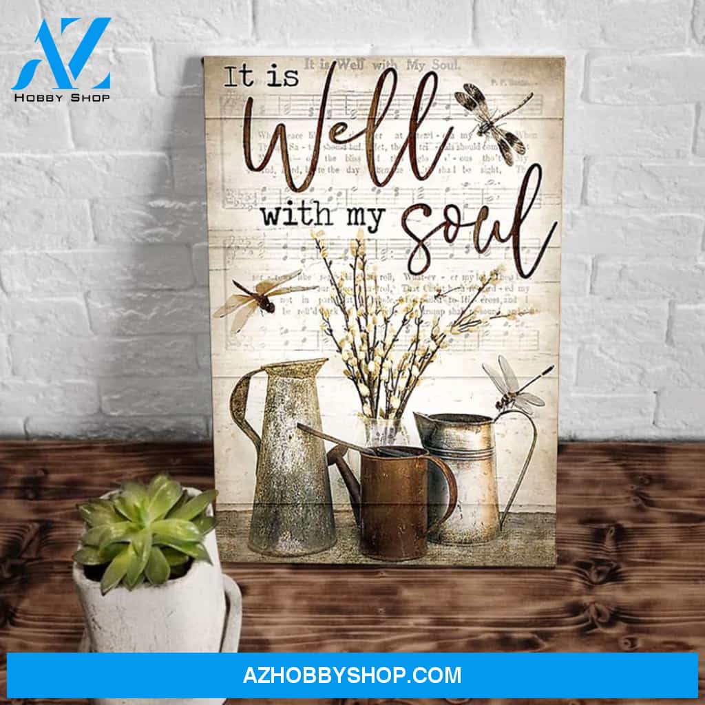 It Is Well With My Soul Matte Canvas, Dragonfly Wall Art Decor Canvas