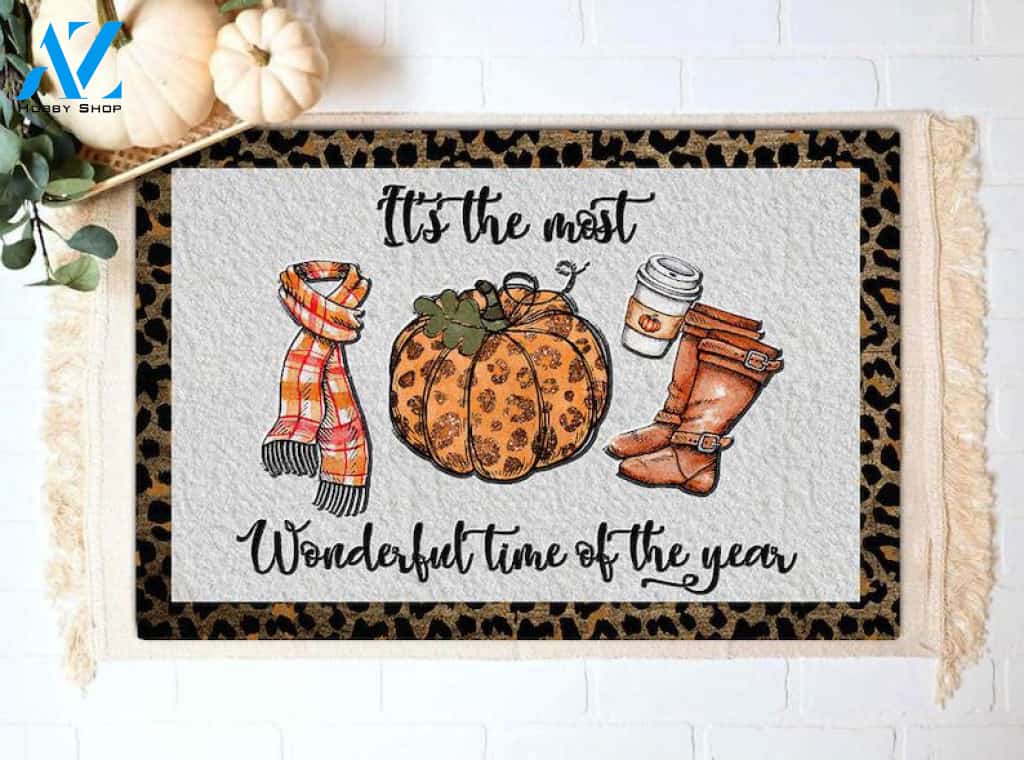 It's The Most Wonderful Time of The Year Doormat Welcome Mat Housewarming Gift Home Decor Funny Doormat Gift For Thanksgiving Halloween Christmas