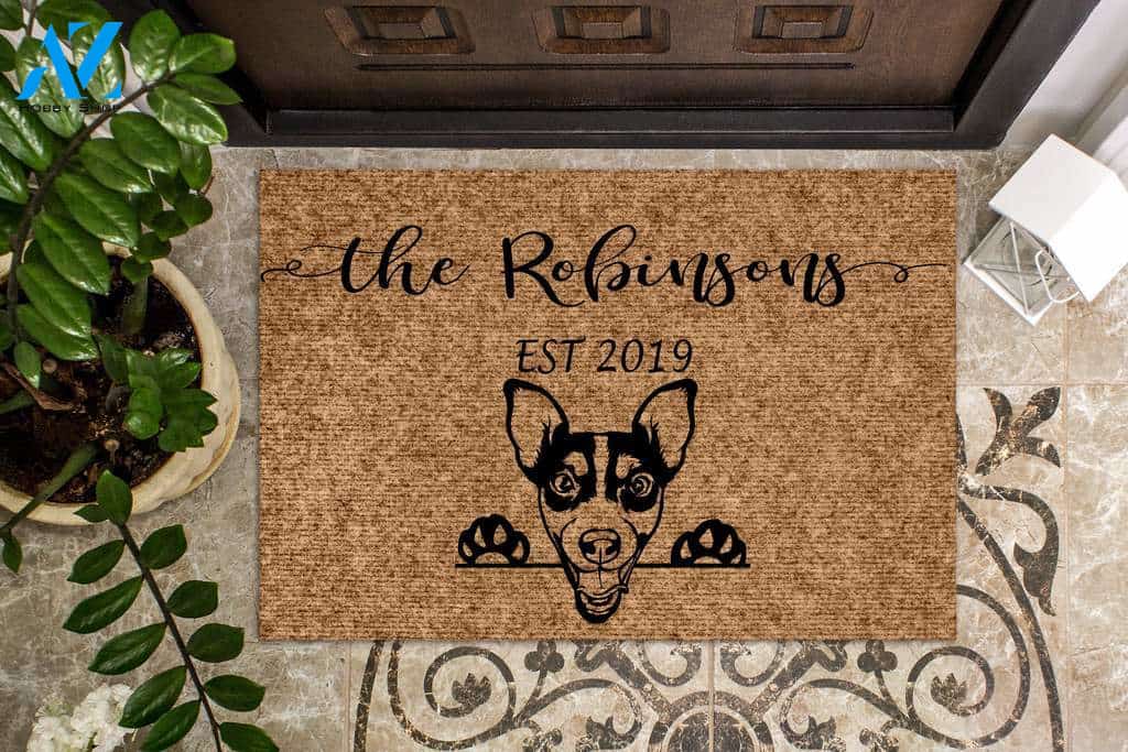Jack Russell Dog Funny Dog Custom Name & Year Doormat
