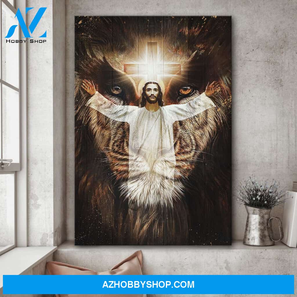 Jesus and the lion of Judah - Portrait Canvas Prints, Wall Art