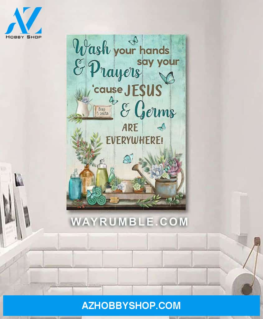 Jesus - Bathroom - Cause Jesus and germs are everywhere - Portrait Canvas Prints, Wall Art