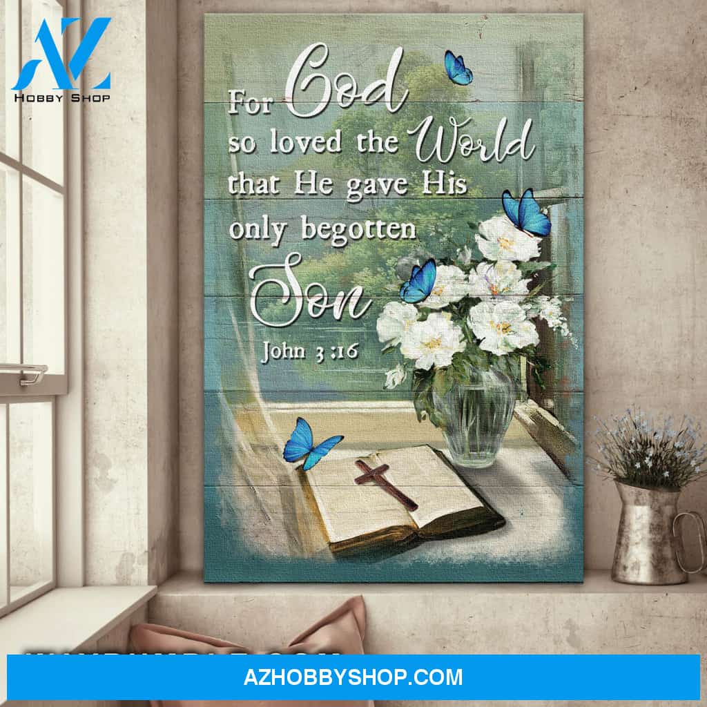 Jesus - Bible - He gave His only begotten son - Portrait Canvas Prints, Wall Art