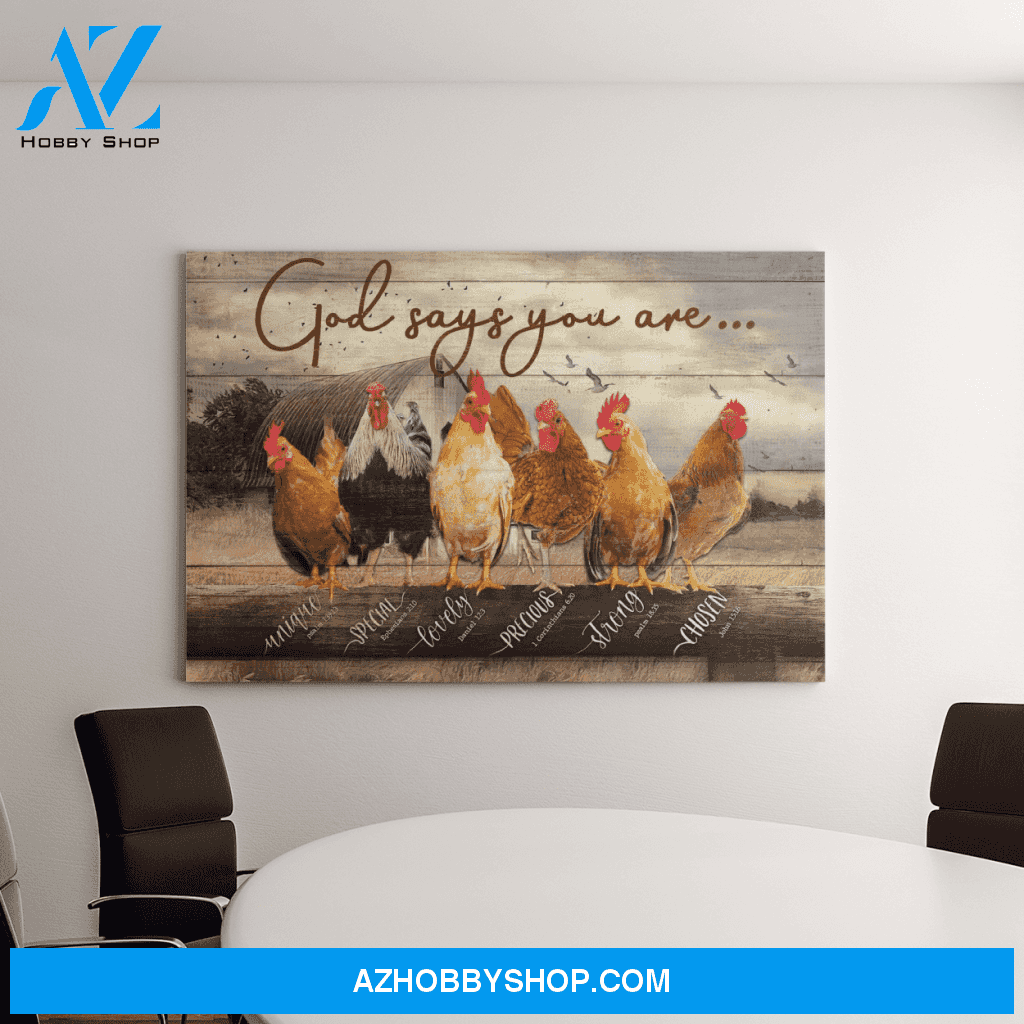 Landscape God Canvas Wall Art - Jesus Canvas Wall Art - Chicken - God says you are 4 Canvas