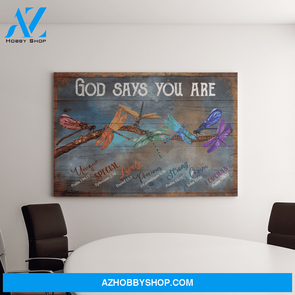 Landscape God Canvas Wall Art - Jesus Canvas Wall Art - Dragonfly - God says you are Canvas