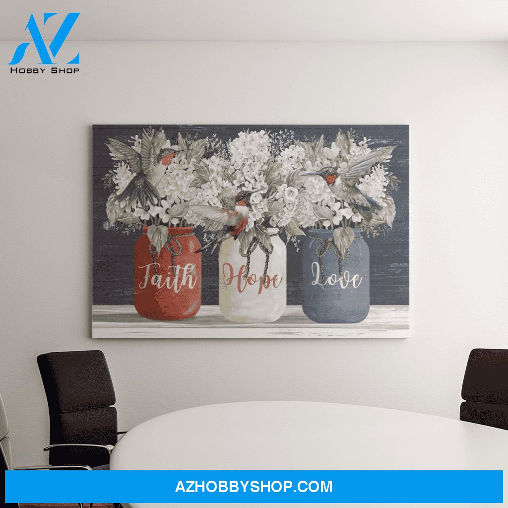Landscape God Canvas Wall Art - Jesus Canvas Wall Art - Flower of faith hope and love Canvas