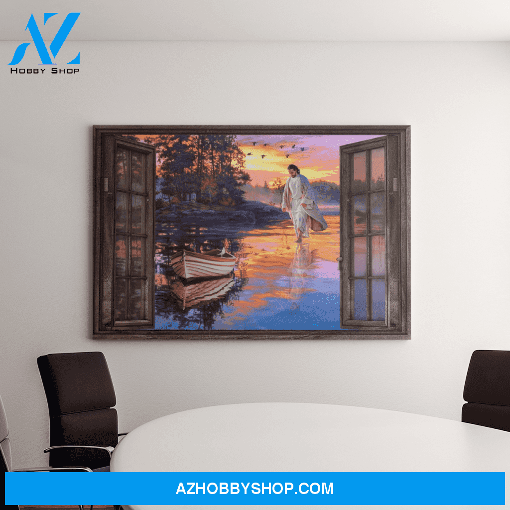 Landscape God Canvas Wall Art - Jesus Canvas Wall Art - Jesus - Sunset through the windows 2 Canvas