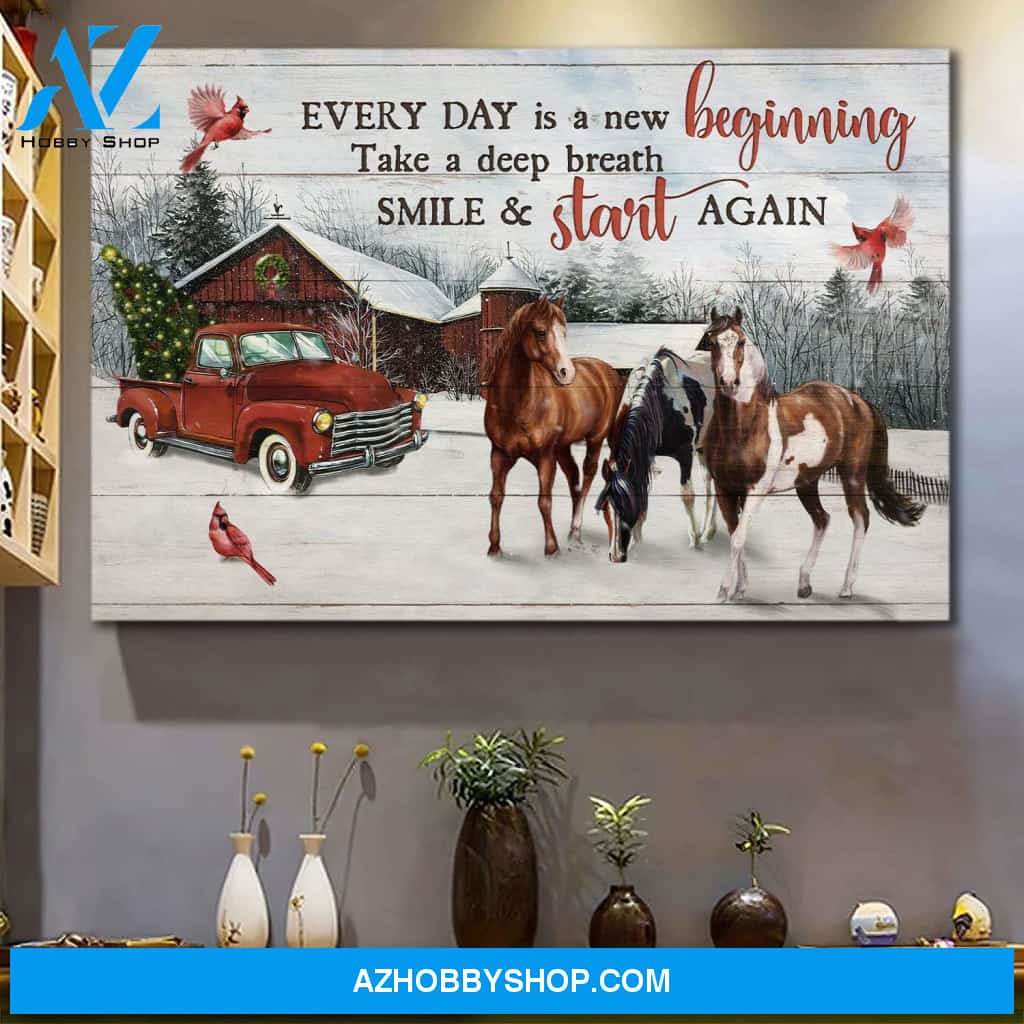 Jesus - Horse - Every day is a new beginning - Landscape Canvas Prints, Wall Art