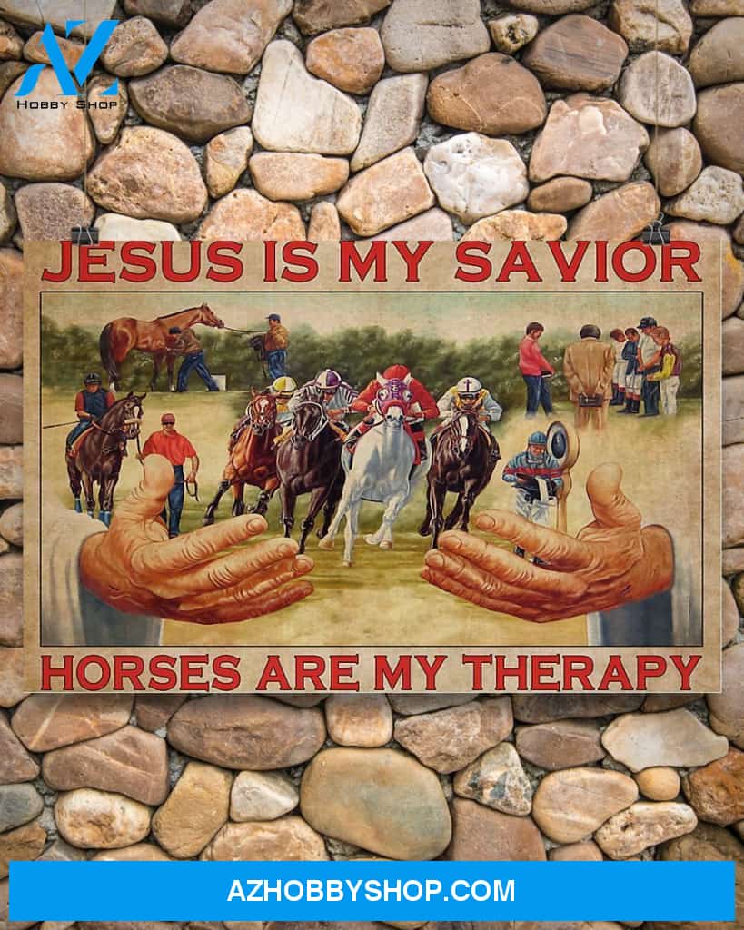 Jesus My Savior Horses My Therapy Easter Canvas Wall Art, Wall Decor Visual Art, Canvas Decor