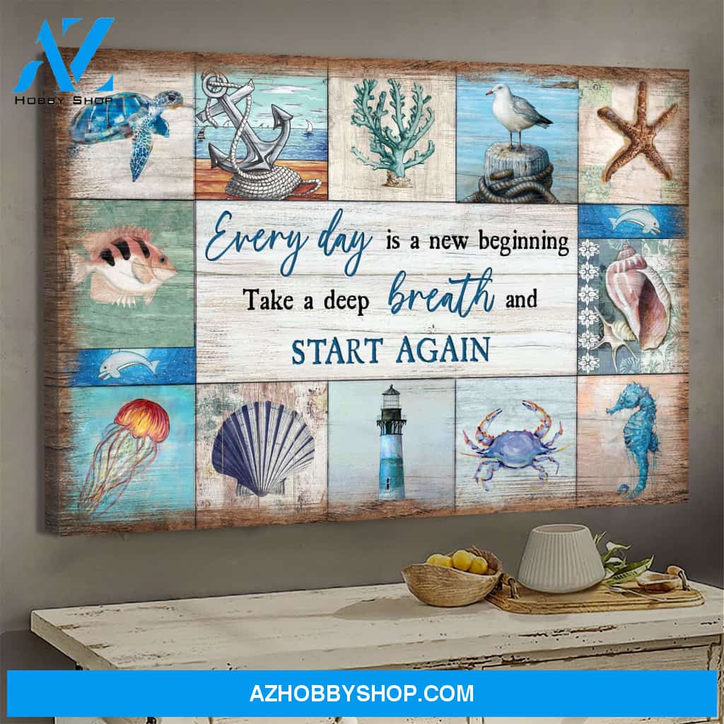 Jesus - The sea - Everyday is a new beginning - Landscape Canvas Prints, Wall Art