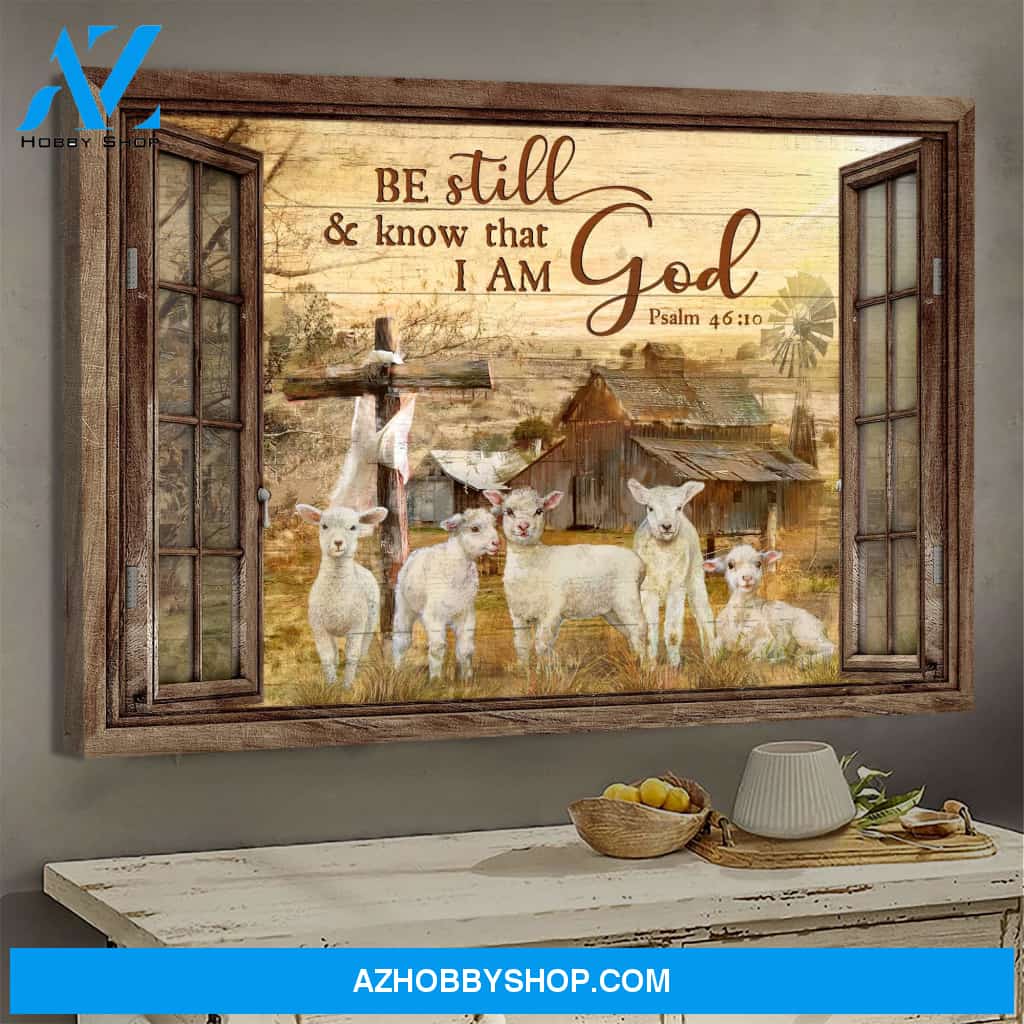Jesus - Window Frame - The lambs - Be still & know that I am God - Landscape Canvas Prints, Wall Art