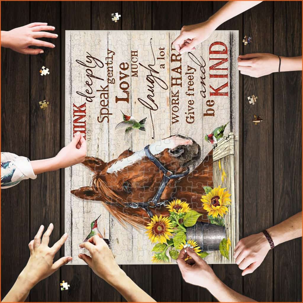 Jigsaw Puzzle Horse And Hummingbird Canvas Think Deeply Speak Gently