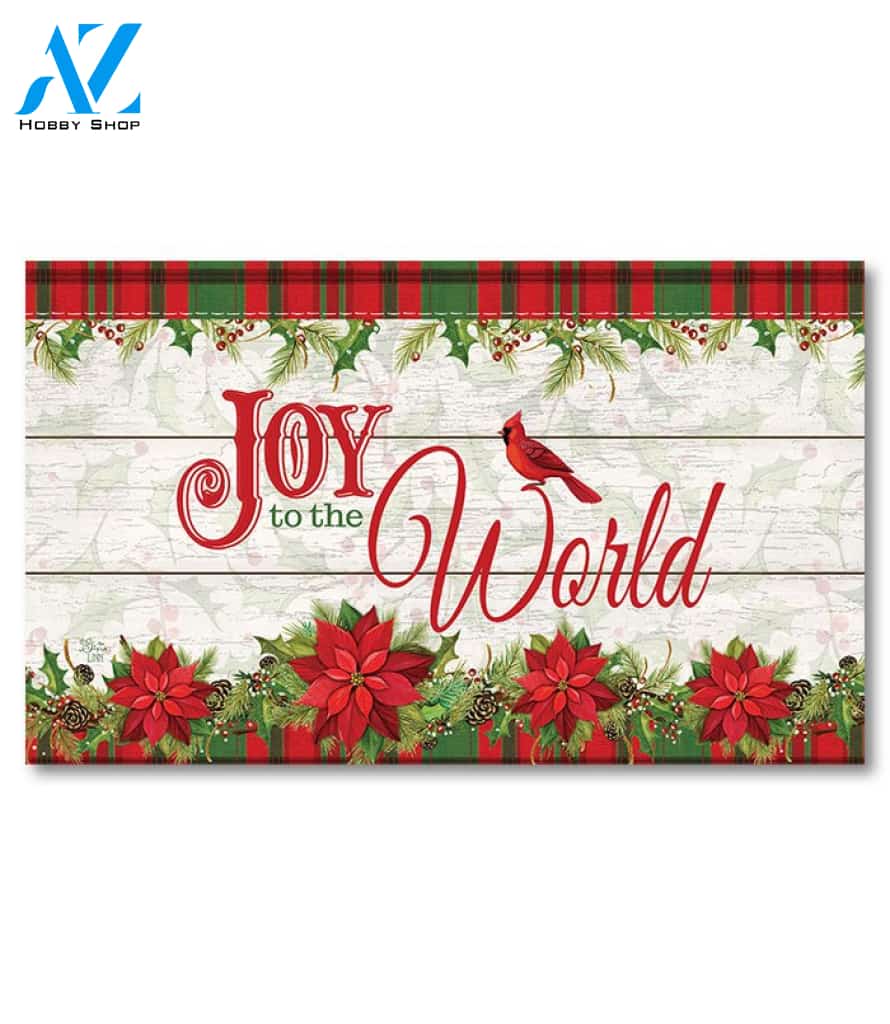 Joy to the World Poinsettias Doormat - 18" x 30"