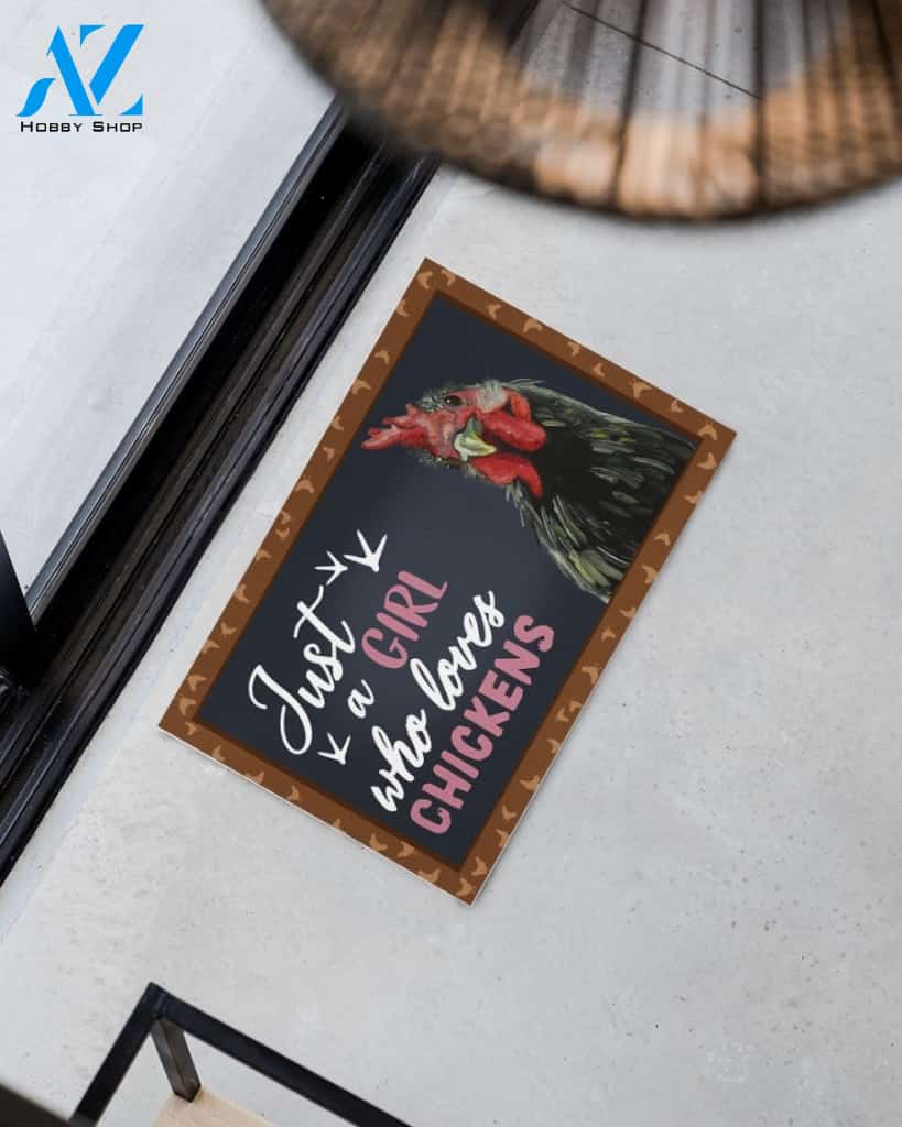 Just A Girl - Chicken Indoor And Outdoor Doormat Warm House Homefarm Decor Gift Welcome Mat Gift For Chicken Lovers Gift For Farmer