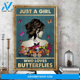 Just A Girl Who Loves Butterflies Poster Canvas Halloween Decor – Butterfly Canvas Print Wall Art