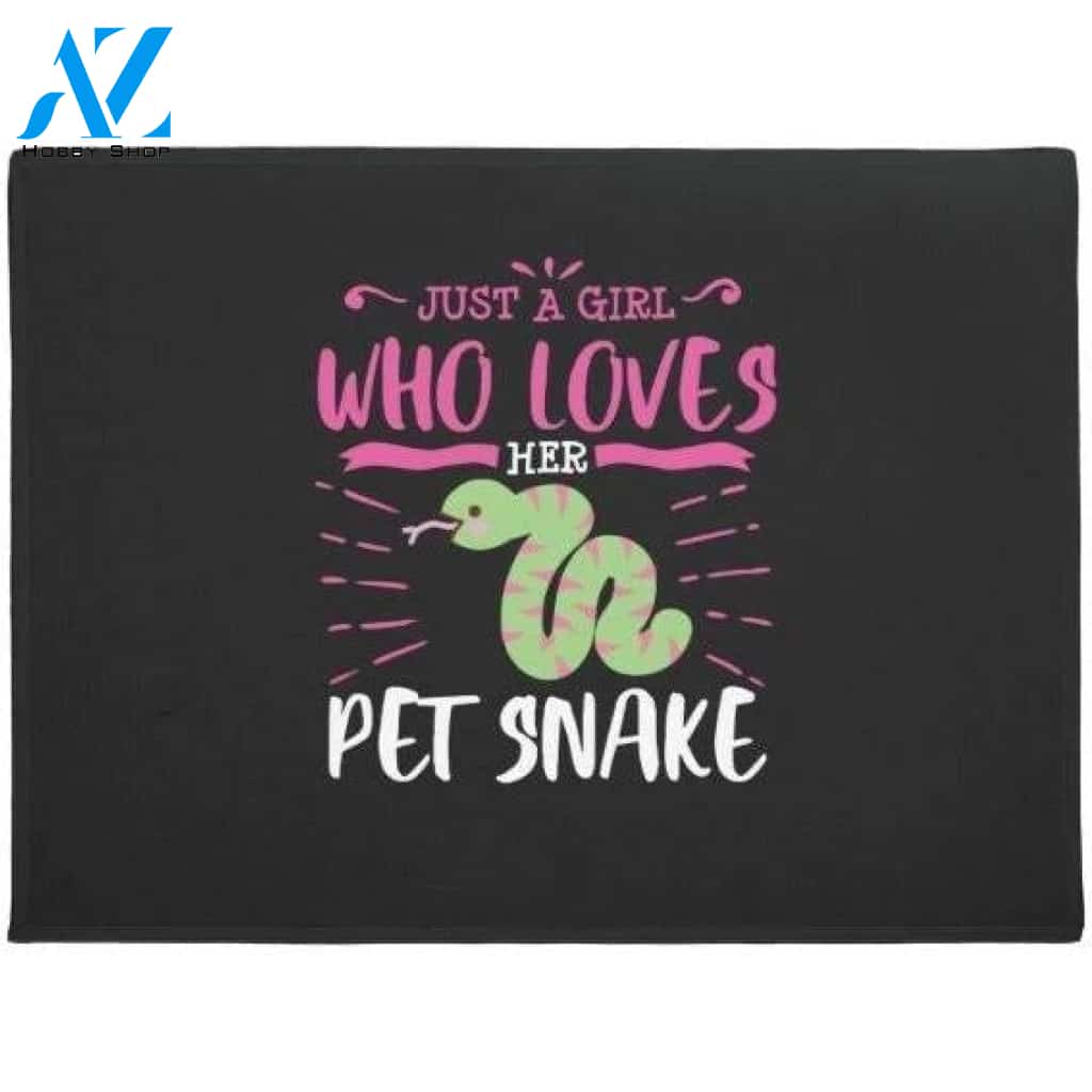 Just A Girl Who Loves Her Pet Snakes Funny Doormat Welcome Mat House Warming Gift Home Decor Funny Doormat Gift Idea