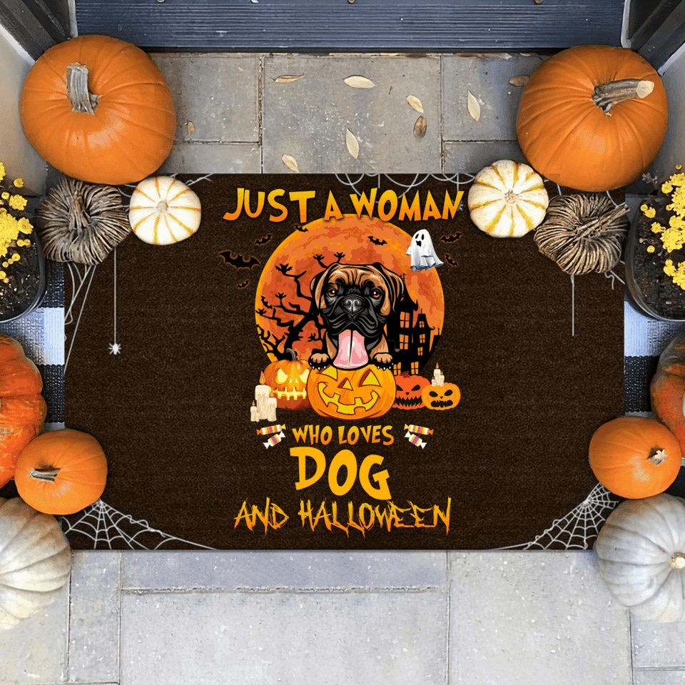 Just A Woman Who Loves Dog And Halloween Outdoor Indoor Doormat DO0010
