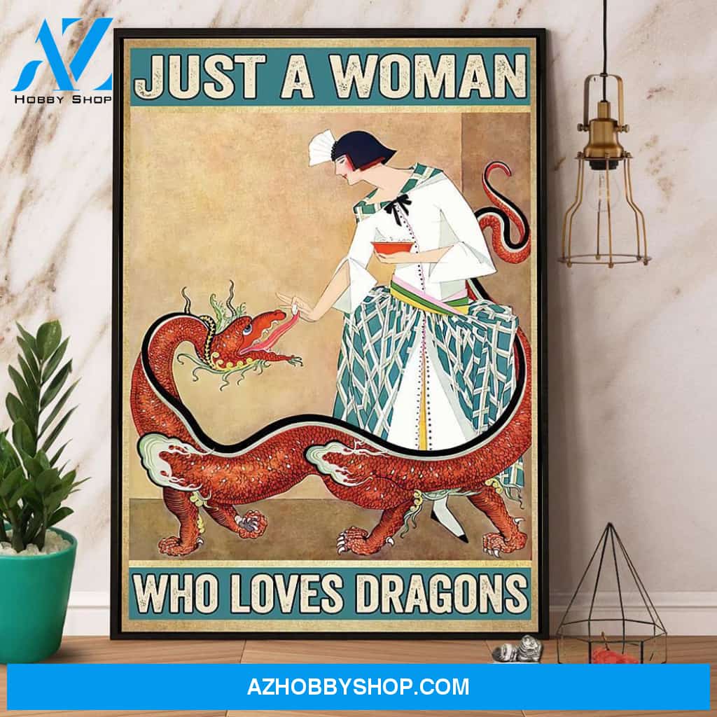 Just A Woman Who Loves Dragons Canvas And Poster, Wall Decor Visual Art