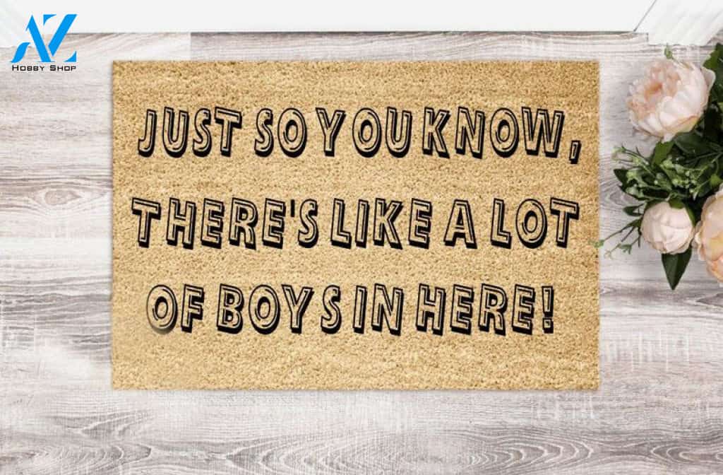 Just So You Know There's Like A Lot of Boys Girls Kids Pets Cats Dogs, Funny Doormat, Welcome Mat, Housewarming, New Home, Closing Gift
