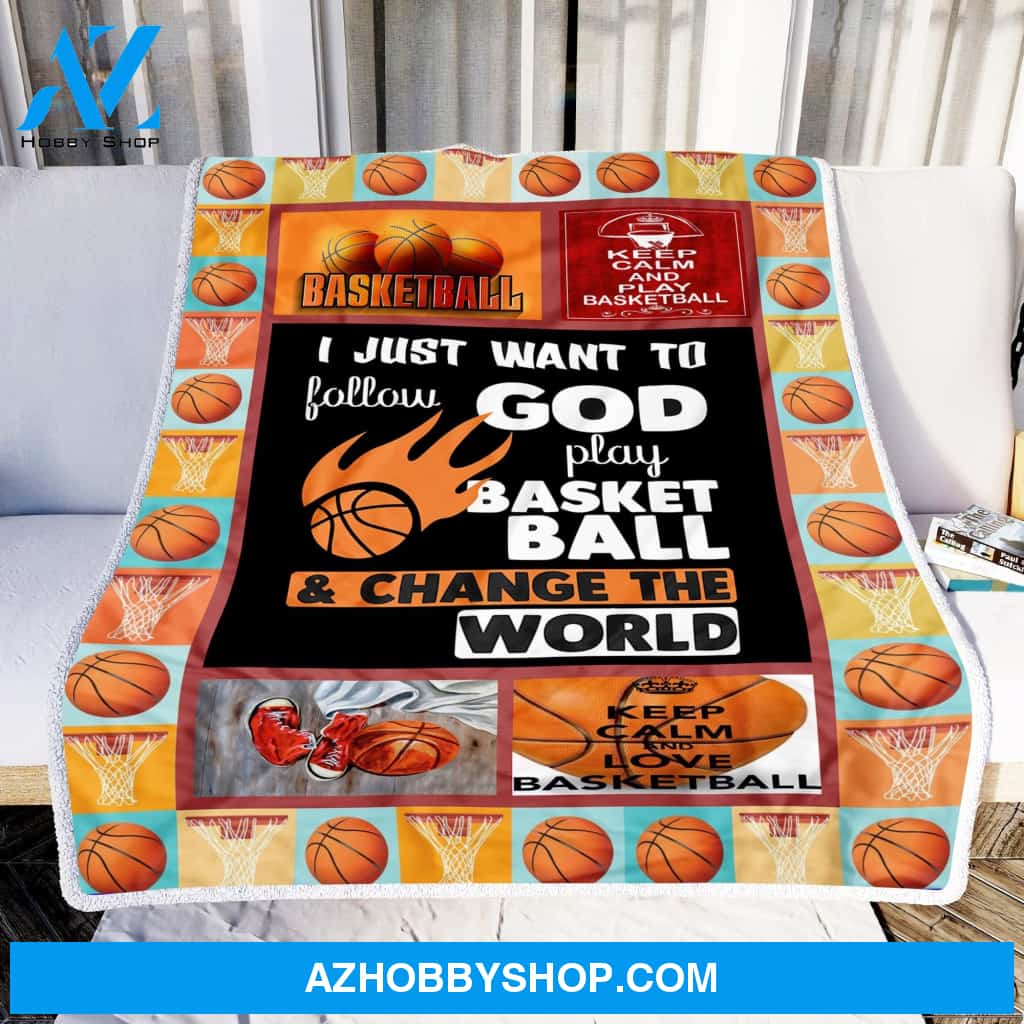 Keep Calm And Play Basketball Fleece Blanket Home Decor Bedding Couch Sofa Soft And Comfy Cozy Gift For Basketball Lover, Birthday Gift