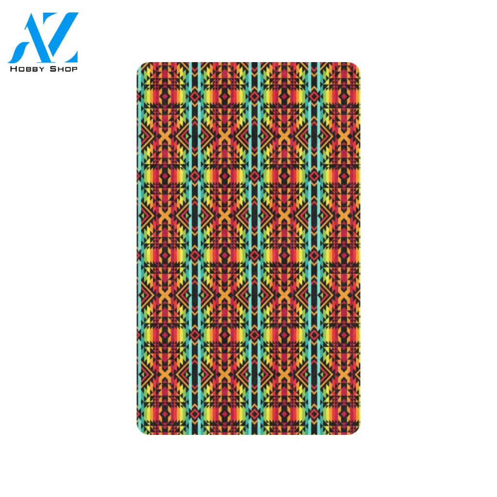 Kente Red Design African Print Rubber Doormat
