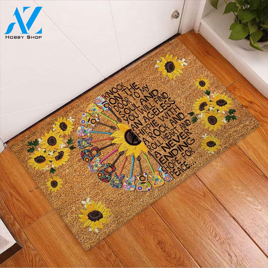 Knock On The Door Hippie Doormat Welcome Mat House Warming Gift Home Decor Funny Doormat Gift Idea